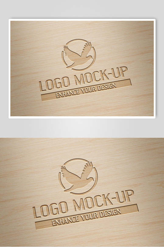木质凹凸纹logo展示效果样机