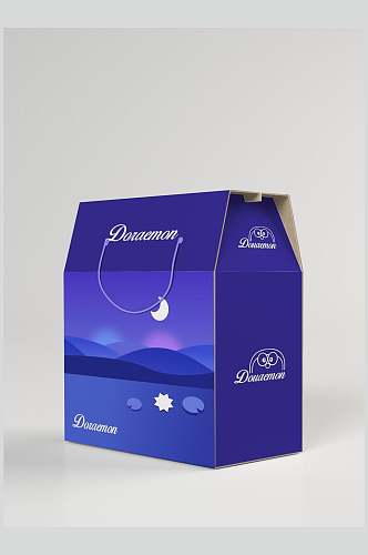 紫色背景插画月饼盒礼盒样机