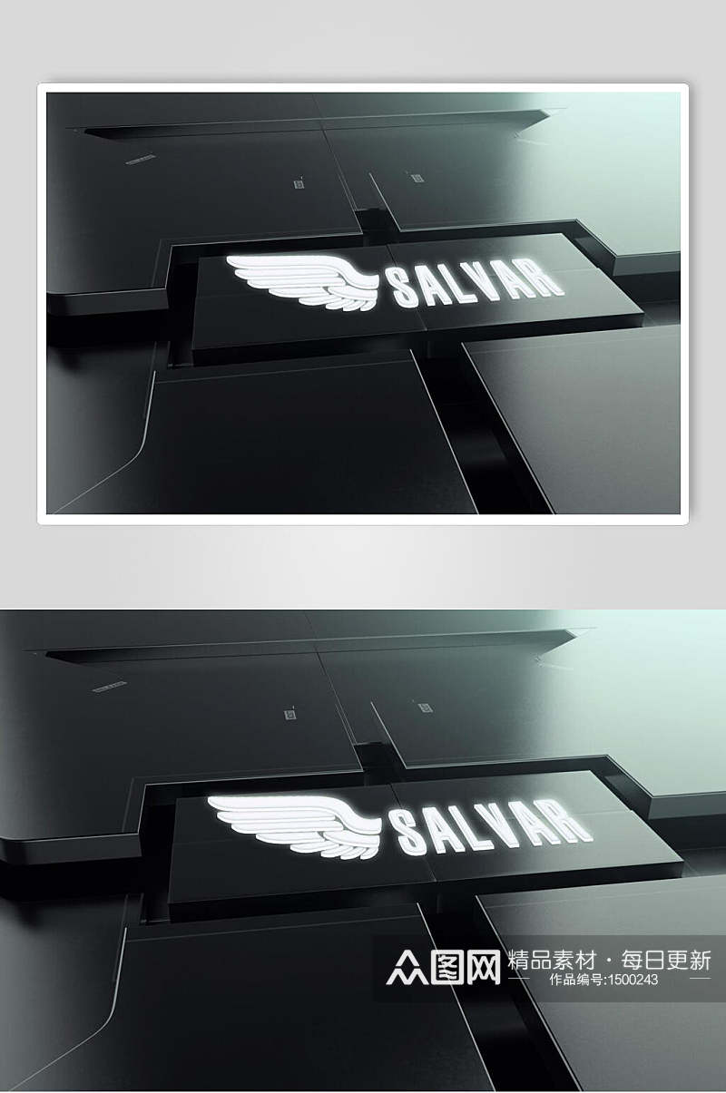 黑色平面logo展示效果样机素材