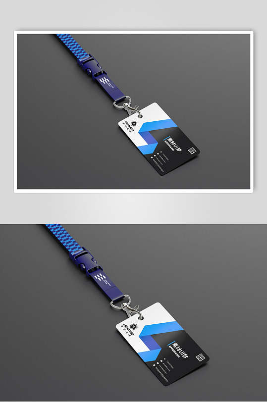 简约黑白蓝色企业工牌工作证样机贴图-众图网