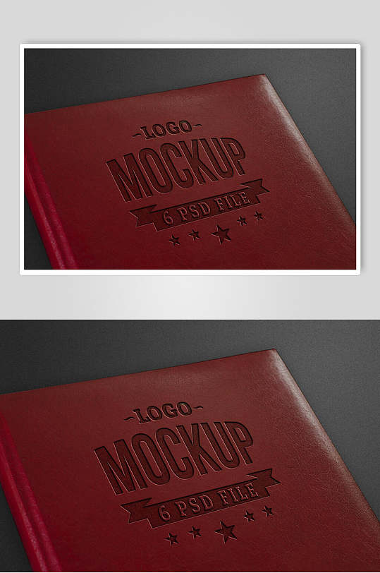 红色皮具笔记本LOGO展示样机-众图网