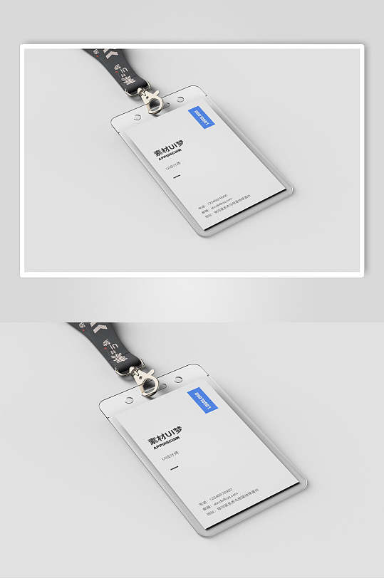 白色简约工牌工作证样机-众图网