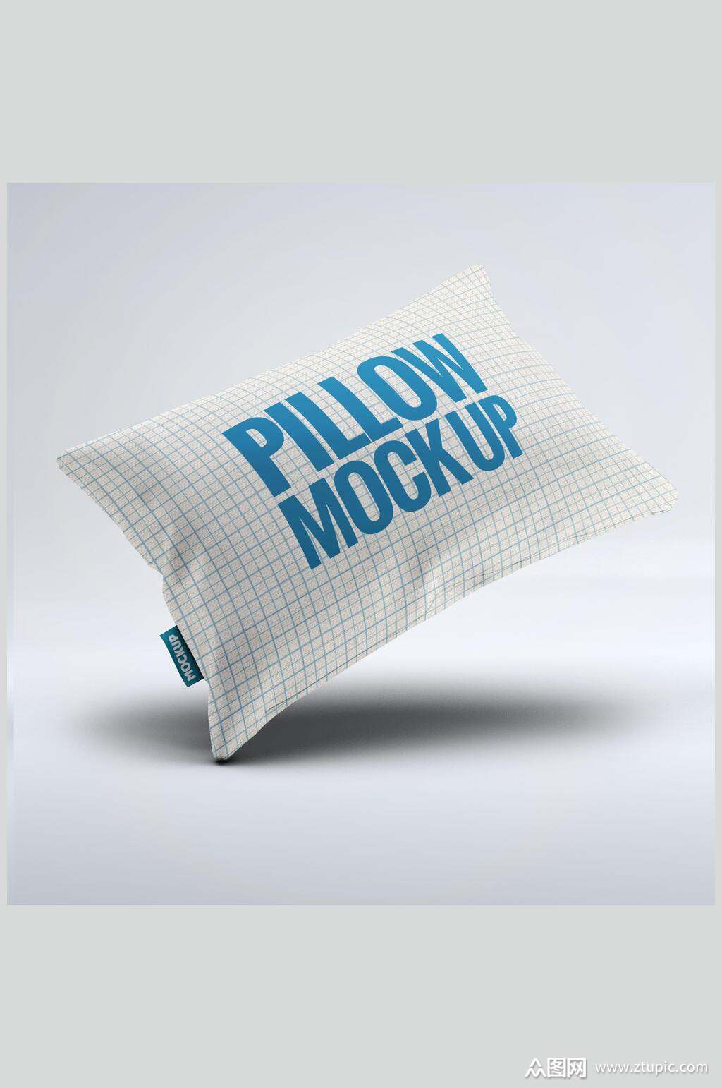 蓝色线条格抱枕样机模板下载-编号1590629-众图网