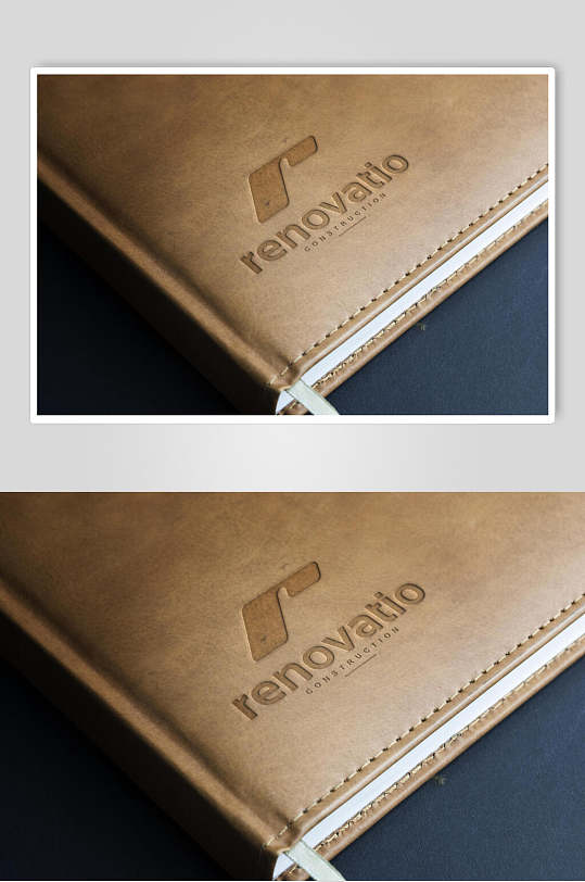 笔记本凹凸文Logo展示样机-众图网
