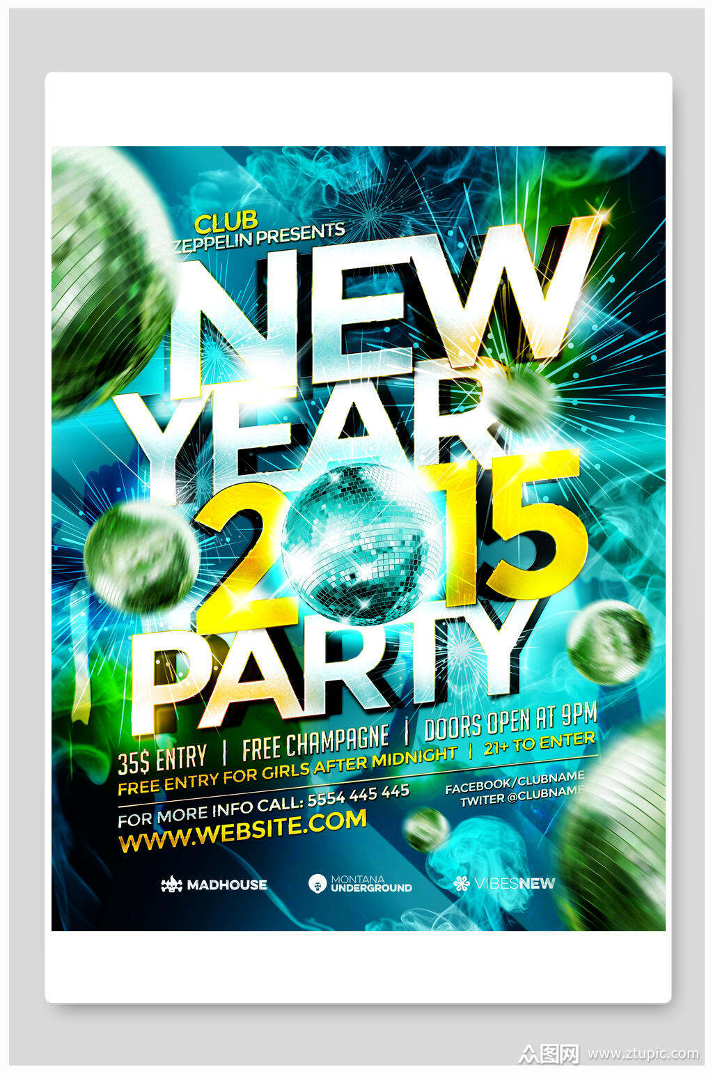 海报设计国外新年派对英文n海报素材