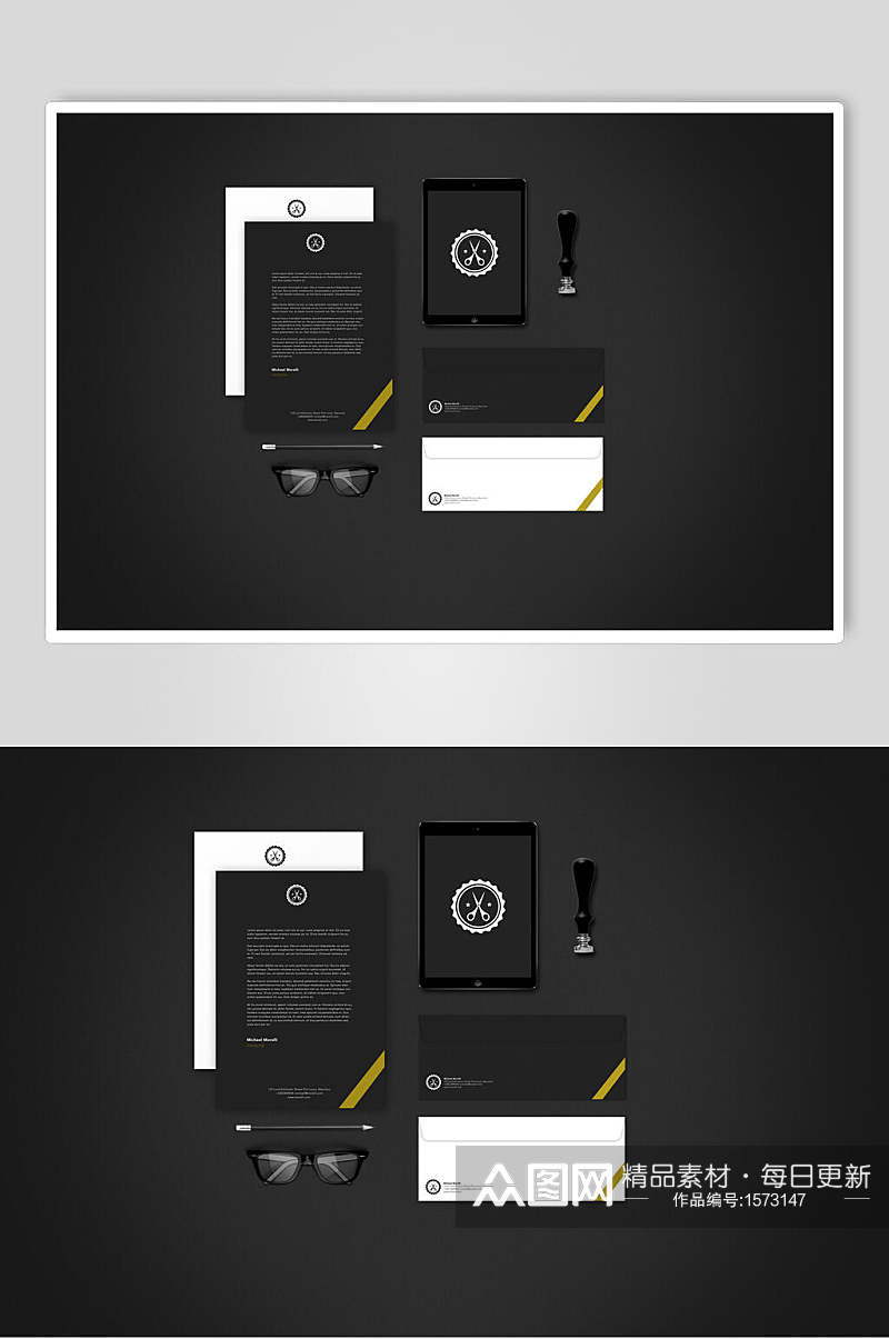 黑色背景名片LOGO展示贴图样机素材