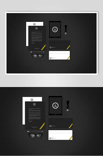 黑色背景名片LOGO展示贴图样机