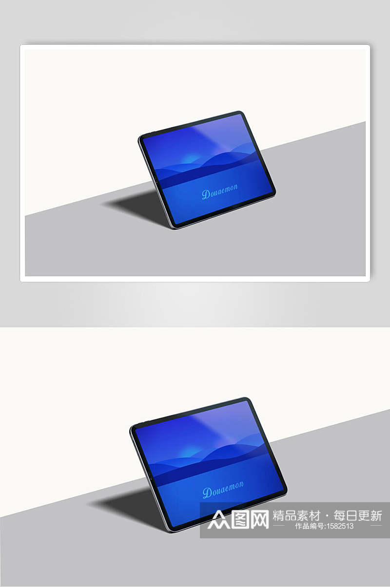 蓝色高清平板界面样机素材