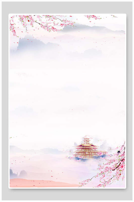 水墨画樱花背景设计素材-众图网