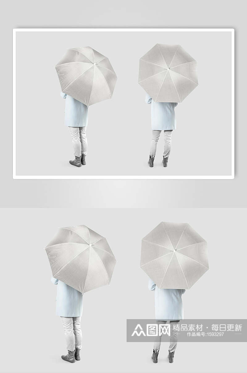 纯色雨伞展开样机效果图素材