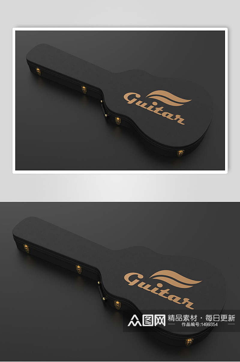 吉他凹凸纹平面展示Logo样机素材