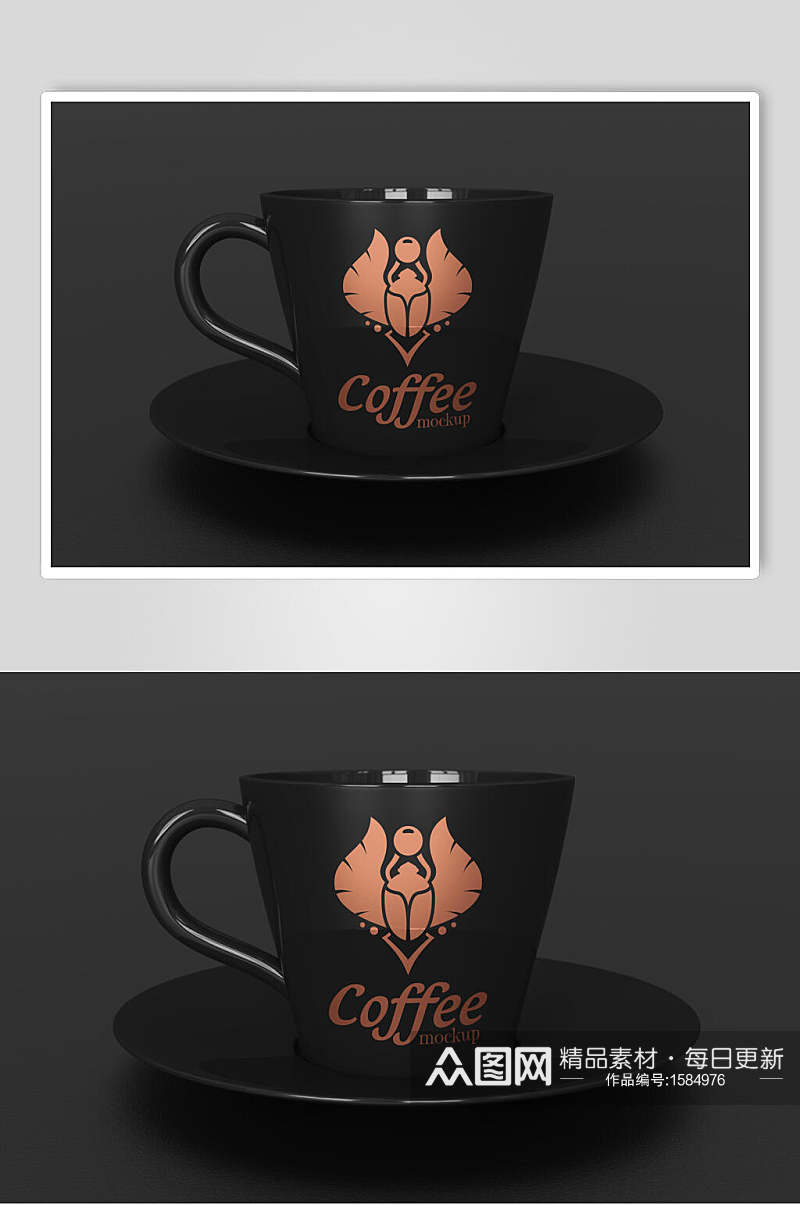 黑色咖啡杯logo展示样机素材