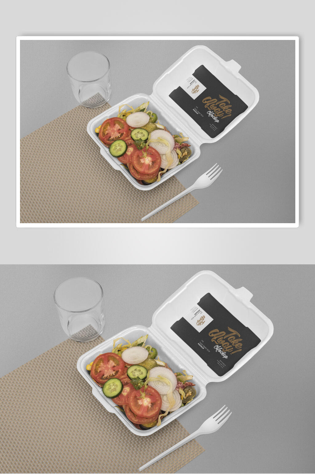 白色塑料盒食品包装样机素材