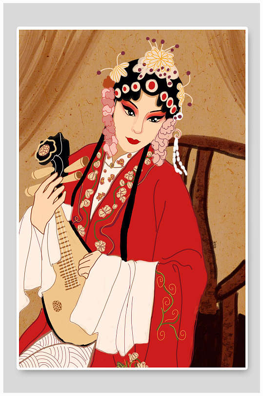 黄梅戏戏曲人物插画