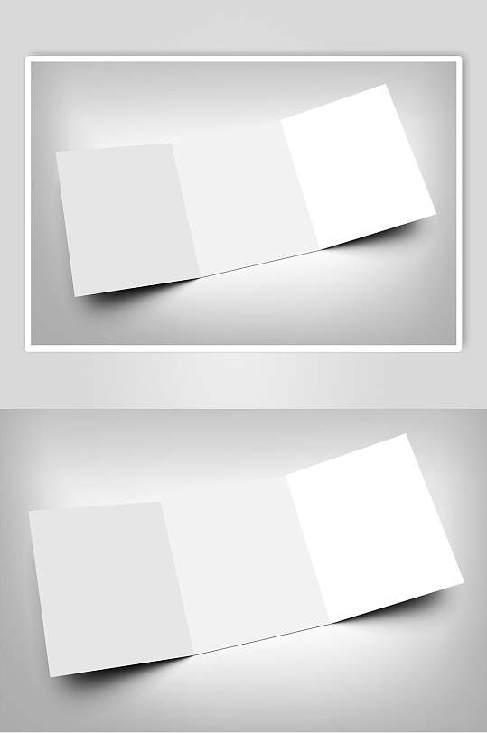 白色简约三折页样机效果图