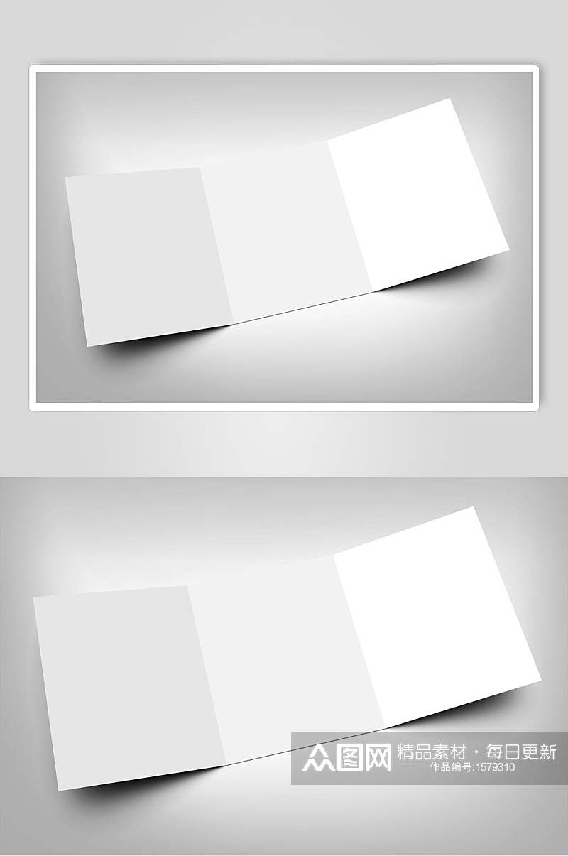 白色简约三折页样机效果图素材