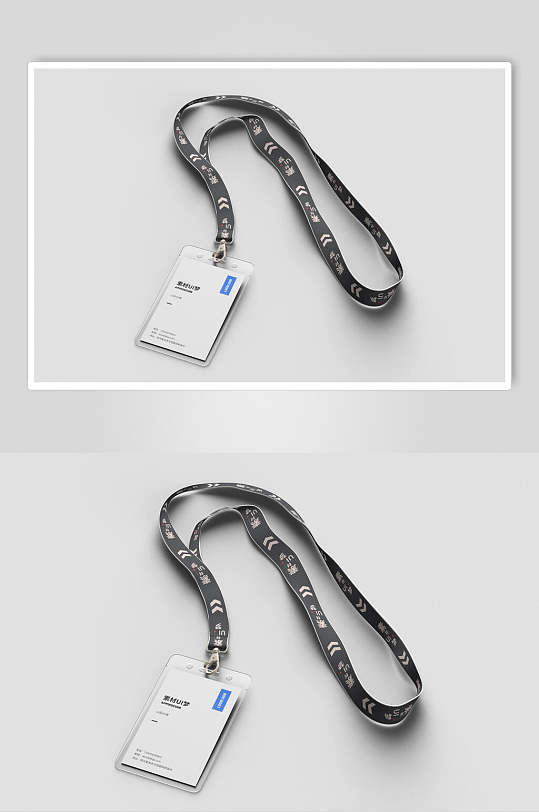 蓝黑工牌工作证模板样机-众图网