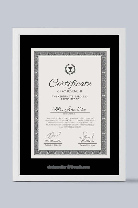 黑色正式英文荣誉证书