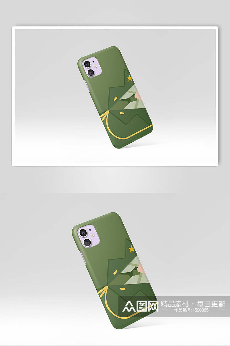 绿色手机壳logo平面展示样机素材