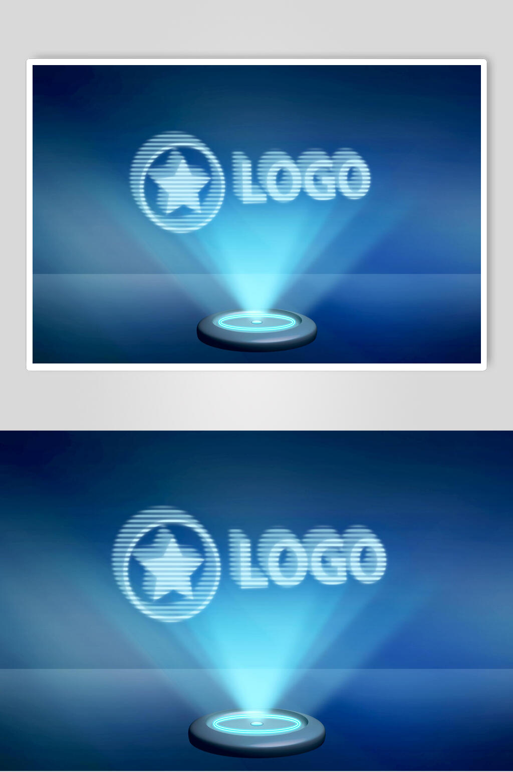 浅蓝色蓝色投影LOGO展示样机素材