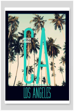 复古洛杉矶椰子树艺术海报