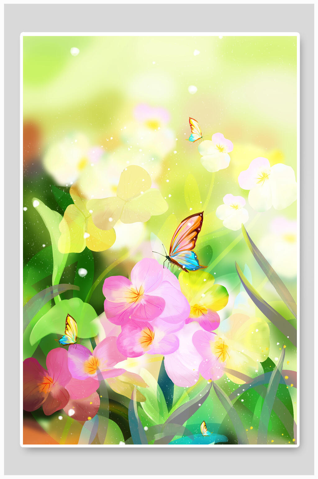 花鸟蝴蝶互动插画素材