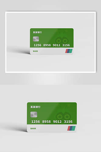 绿色背景银行卡样机