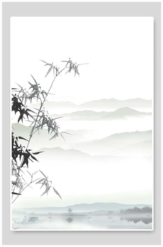 水墨画竹子背景设计素材