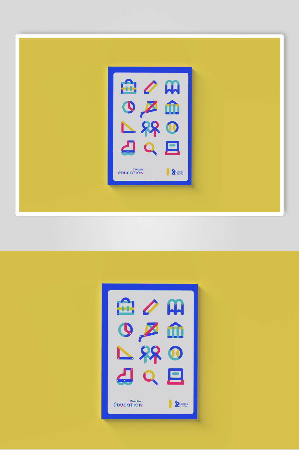 黄色背景logo展示贴图样机素材
