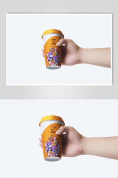 橘色杯子LOGO展示品牌效果图