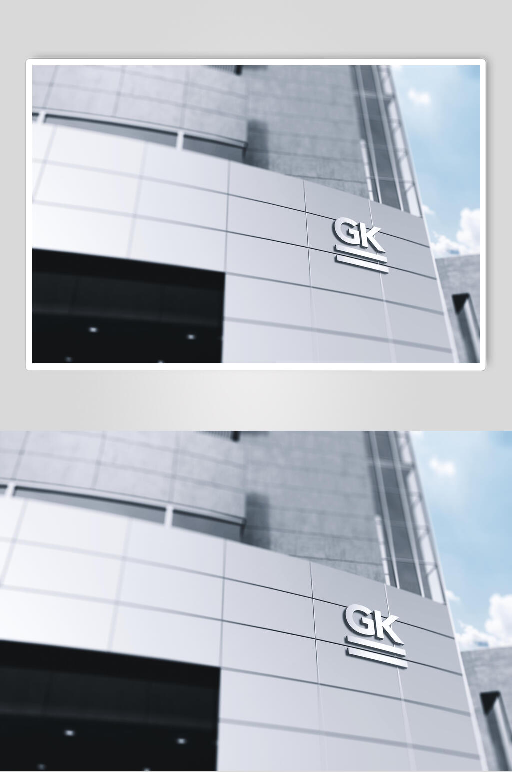 楼面大气银色LOGO展示效果图样机素材