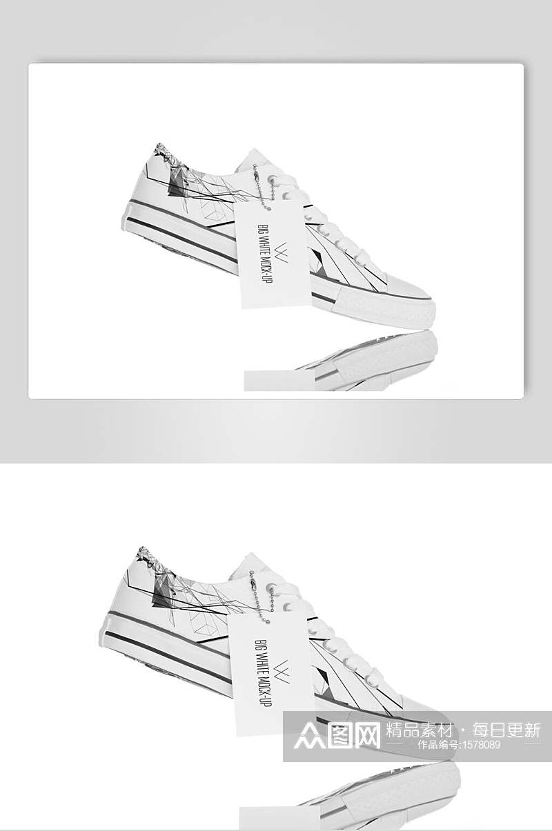 黑白简约帆布鞋吊牌logo贴图样机素材