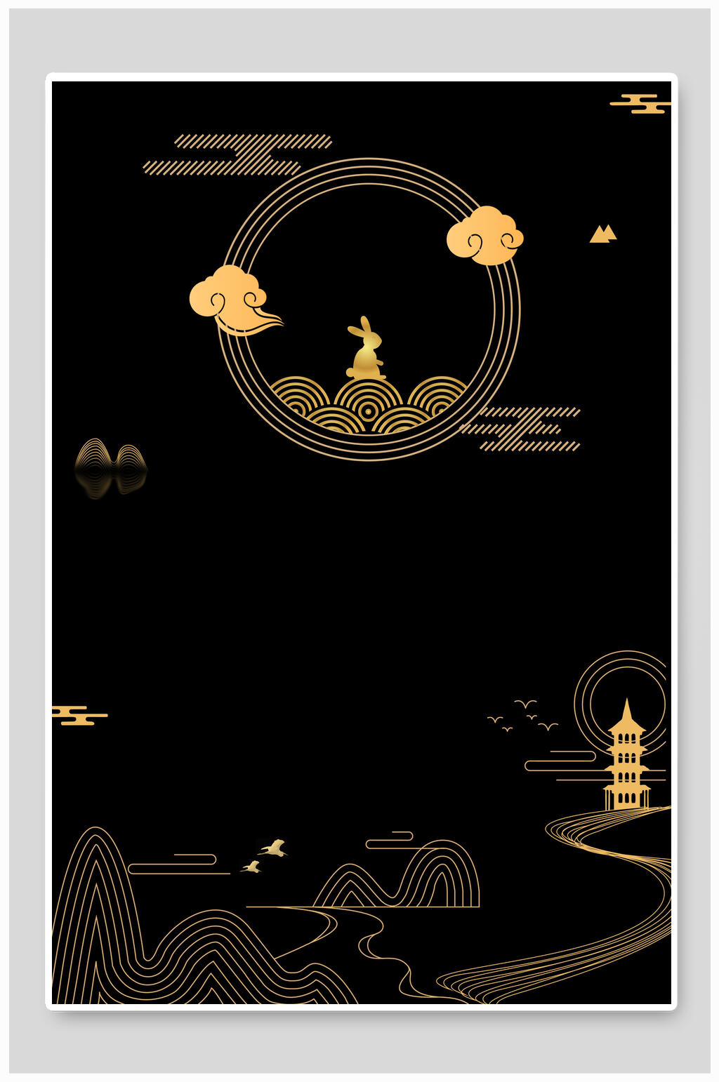 中国风祥云月兔中秋中式背景模板下载 编号 众图网