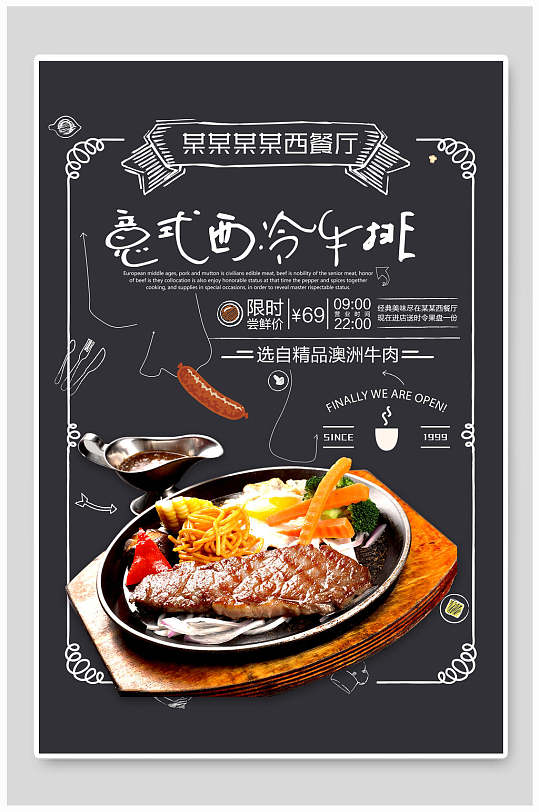 意式西冷牛排海报
