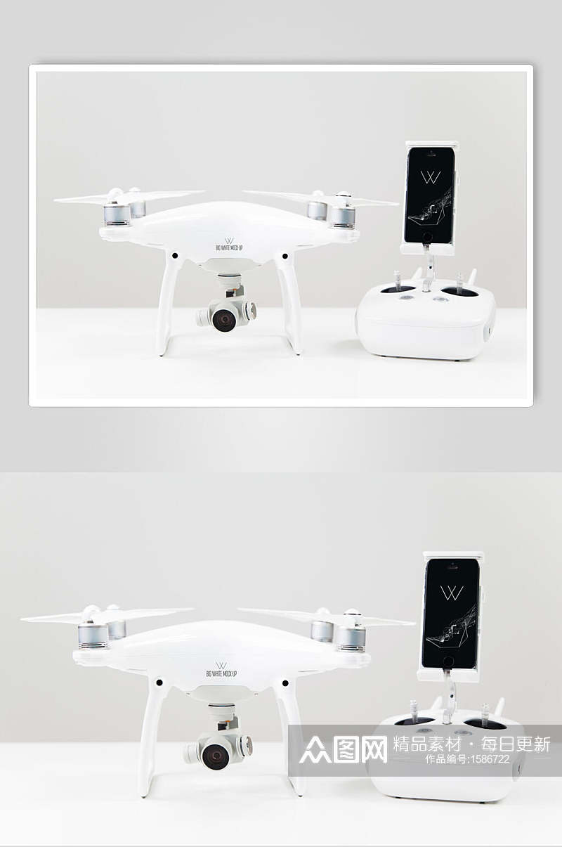 白色高科技无人机展示贴图样机素材