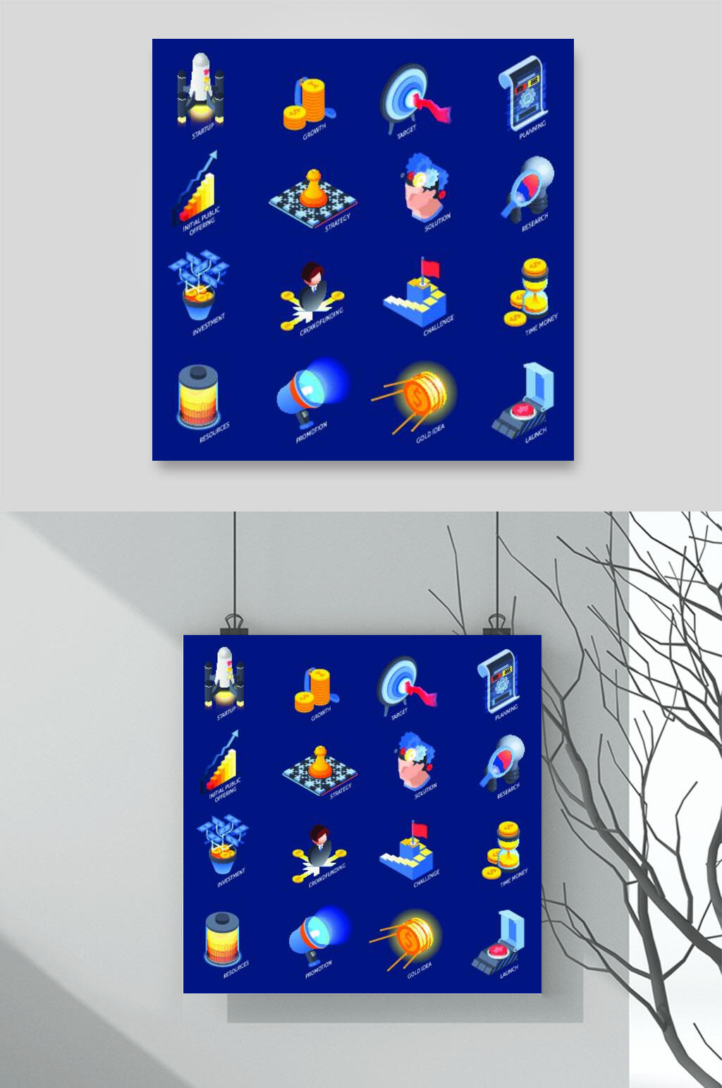 蓝色研究人物场景矢量素材素材