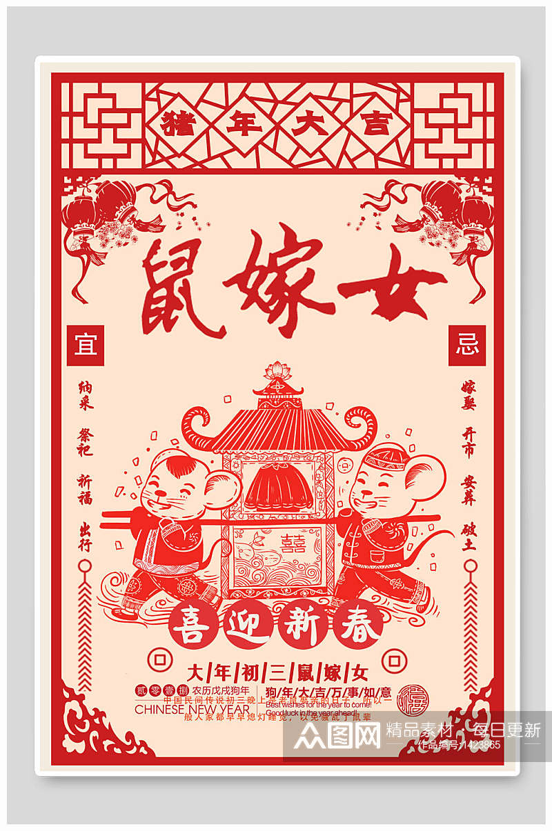 鼠年新春春节海报素材