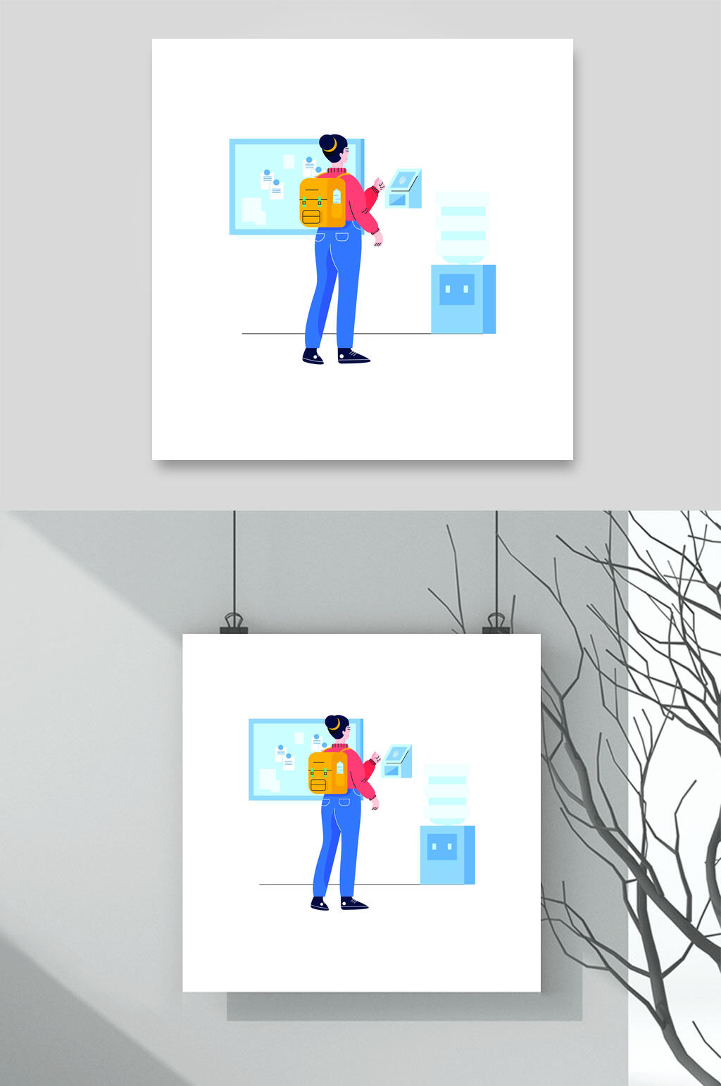 设计元素挂画办公场景人物素材