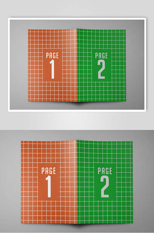 两色橙绿骑马钉画册效果图