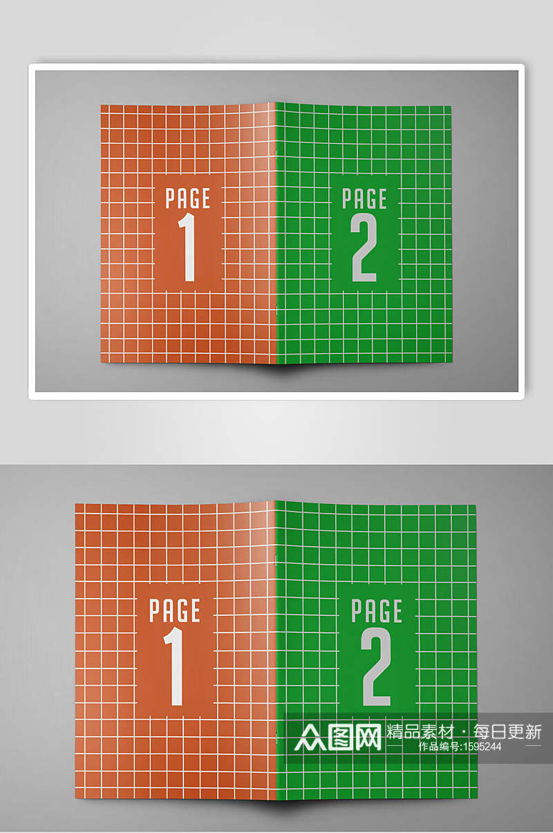两色橙绿骑马钉画册效果图素材