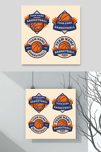 简约篮球设计logo元素