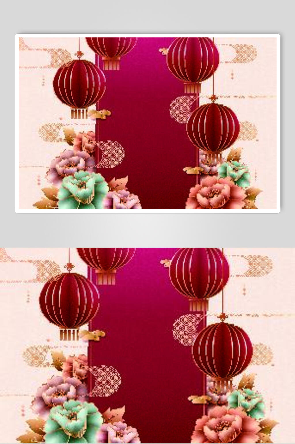 红色灯笼花卉春节元素素材
