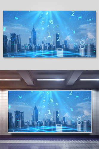 大数据科技城市背景海报