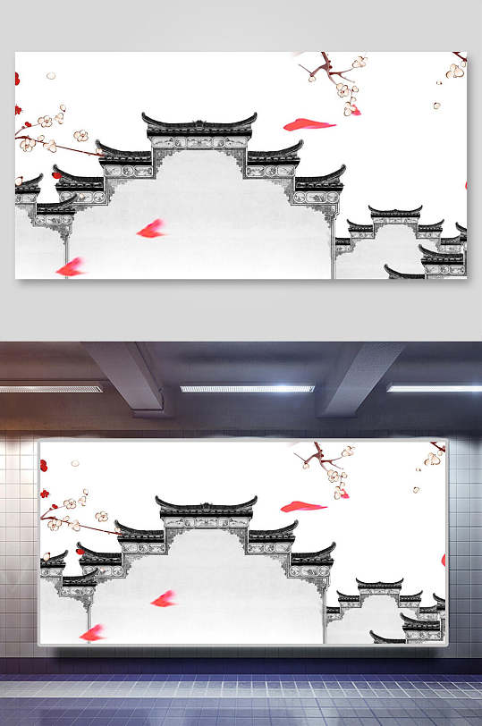 中国风背景古画房屋