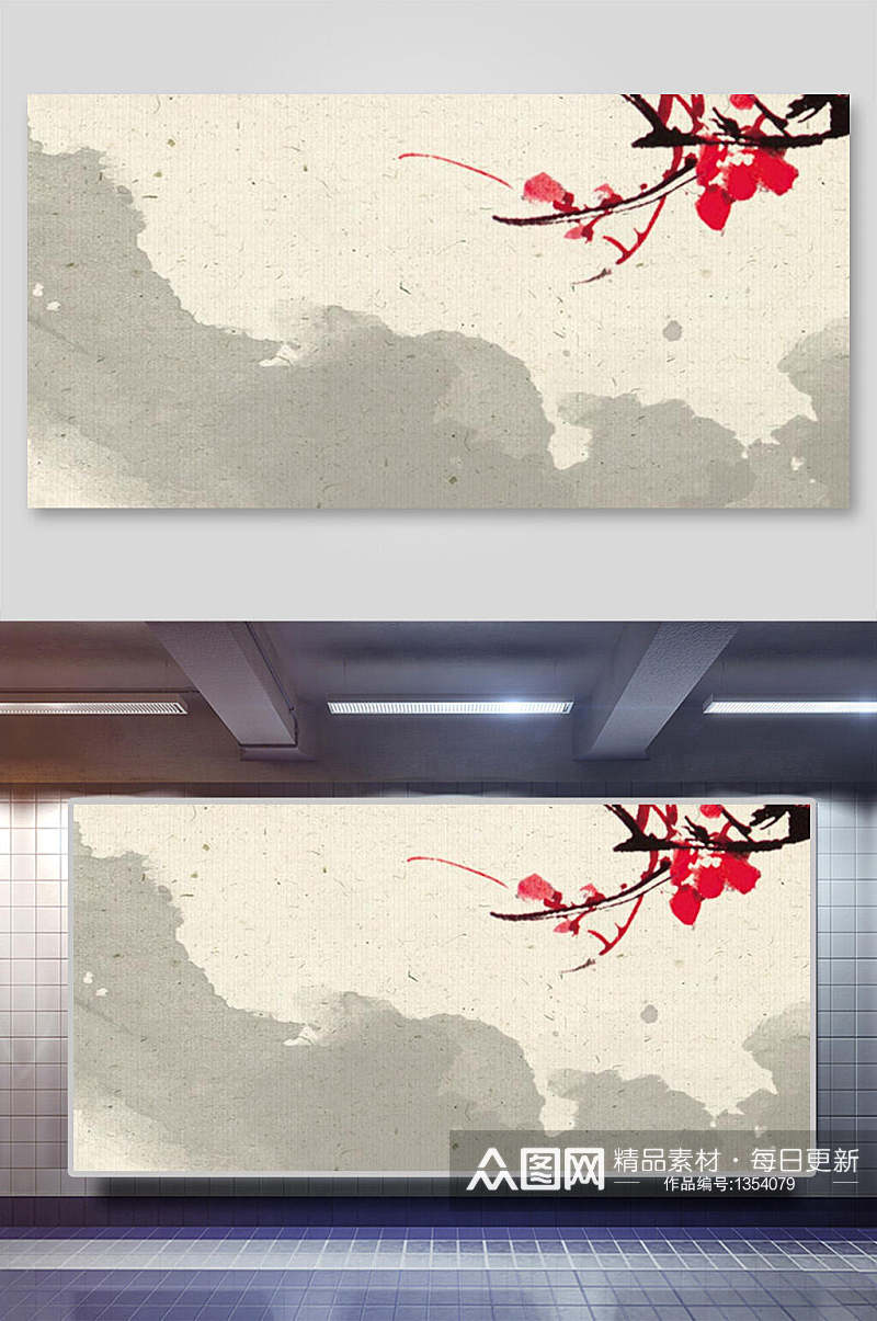 中国风背景古画红色素材