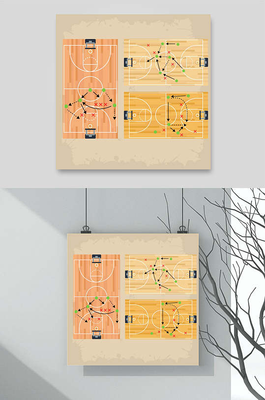 点线球场篮球设计元素