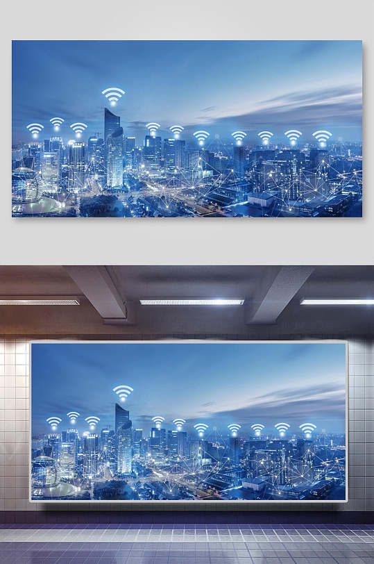 科技城市背景网络覆盖城市插画-众图网