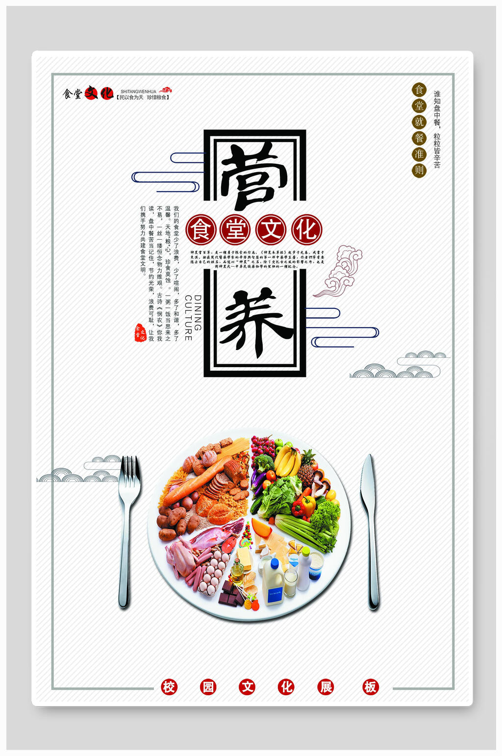 食堂文化美食展板海报素材