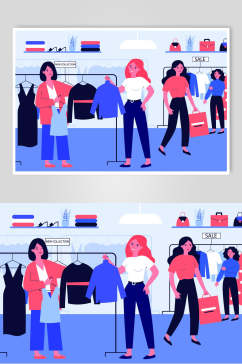 女性商场购物设计元素