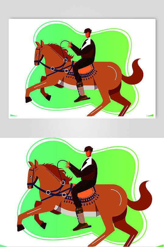 绿色骑马设计元素